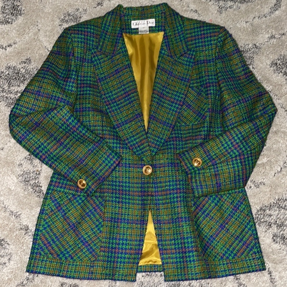 🎉🎉HOST PIC🎉🎊Vintage Christian Dior Tweed Houndstooth MultiColor Blazer🔥NWOT